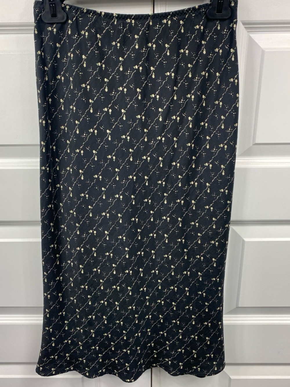 Silk A-line MIDI Skirt Micro Floral All Over Print Earthy Romantic Republic 0 - Picture 1 of 6